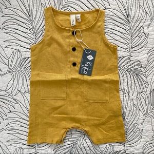 Kyte Baby - Mustard Sleeveless Linen Romper - NWT